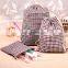 2015 Tartan Printed Fashion Cotton Drawstring Bag