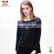 Ladies Rivet Long Sleeve Cotton Blending And PU Leather Hoodies Pullover