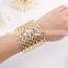 New fashion jwewlry gold wide hollow out alloy hook-ups cuff bracelet
