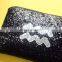 black glitter printed zodiac sign glitter clutch cosmetic bag wholesale makeup organizer bag