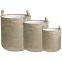 imitation grey jute 3 set of collapsible laundry basket bathroom storage basket set sturdy clothes toys storage bin