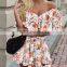 2020 Hot New Summer Butterfly Print Lady Boat Boat Neck Elegant Casual Sexy Dress