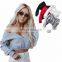New Arrivals 2020 Women Clothing Sexy V-neck Strapless Cropped Sweater Fall Customize Crop Tops