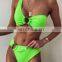 Women Separate Bikini Neon Green Bikini Set Swimwear Bathing Suit Sexy Cross Bandage Bathing Suits Push Up Swimsuits