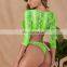 Long sleeve crop top Neon snake print bikini 2019 Sexy High cut swimsuit female swimwear women Bathing suit Beach wear