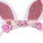 Baby Girl Rabbit Ear Headbands Cute Easter Day Bunny Nylon Hairbands 6colors