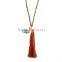 Boho Gypsy Jewelry Bohemian Beads Tassel Necklace with druzy charm