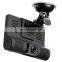 Drop shiping gt100 Multi-language Car Black Box 4 Inch Screen Three Lens 170 Degree Night Vision Video Dash Cam Recorder