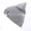 2016 High Quality 100 acrylic knit plain beanie with 3d letter