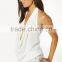 Ladies Designer Tops 2015 Halter Plain White Low Scoop Tops