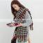 Latest Design Fringed Tassel Houndstooth Jacquard Fashion Woman Cashmere Scarf