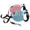 Bling Rhinestone Studded Retractable Dog Pet Leashes Extending Leads Pink/Blue