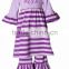 High quality red black stripe long sleeves dress matching knitted cotton capri pant summer dress with ruffles