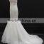 Elegant mermaid lace applique wedding dress with tulle straps beading trim on teh empire cutline