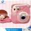 Cute Cartoon Mocmoc Style Leather Case Bag for Fujifilm Fuji Instax Mini8 Case with Shoulder Strap Pink Color