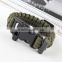 Wholesale Flint Fire starter whistle Plastic buckle Paracord Wristband with compass