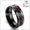 8MM Flat Top Men's White Ceramic Ring Wedding Band With Black & Red Carbon Fiber Inaly