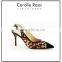 leopard animal skin printing slimback buckle strap suede close toe low heels