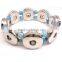 leather snap button bracelet, Button Charm Leather Bracelet Rhinestone