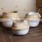 Decorative natural seagrass folding tote storage basket