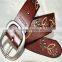 genuine leather cowhide leather embroidered design with stud leather belt