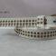 white PU leather metal studded belt