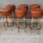 Wooden Bar Stools with Leather Seats, Brown Round Backless Bar Stools With Leather Seat And Wooden Legs For Kitchen Furniture Id