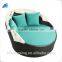 Patio rattan wicker black white daybed with turquoise cushions