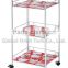 Elegant Looking 3 Tiered Color Glass Food Serving Trolley
