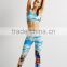 The new design ladies blue sky digital printing comfortable breathable tight sports yoga bra top leggings set for women