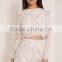 Crochect white lae designs long sleeve two piece sets Lace crop top and short pants designs