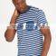 MGOO Custom Striped Flat Knit T-shirt 100% Polyester Short Sleeve T Shirts With Pocket