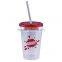 USA Made 16 oz Insulated Tumbler With Straw And Lid - double-wall, BPA/BPS-free and comes with your logo