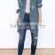 2017 custom ladies destroyed long ripped denim jacket fashion stylish jean jacket