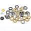 3 colors 12mm round metal brass rhinestone eyelets crystal diamond grommets glass eyelets RE-12mm-001