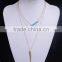 Turquoise Beaded Pendant Necklace Three Layered Triangle Bar Link Chain Simple Necklace