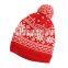 high quality grey knit acryl beanie hat 100% polyester fleece cap woven label