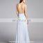 Fashion Woman Dress Ladies Long Evening Party Wear Gown White Silk Embellished Backless Evening Gown Chiffon Evening Dress 2015