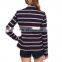 CHEFON Classic Stripes Blazer,curved Hem Contour Seams Back Vent Black Blazer