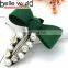 Hot sale Beautiful Lady Pearl and Rhineston Fabric Bowknot Duckbill Hairpin Hair Clip Barrette