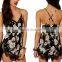 New Women Summer Sexy Lace V-Neck Playsuit Floral Back Cross Braces Stripe Beachwear