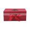Hard cardboard Christmas gift red packaging boxes with fixed ribbon