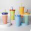 Child Drinking Easy to Clean Plastic Portable Protein Shaker Straw Water Bottle
