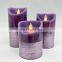 Moving wick flameless LED candle Purple OEM ODM  drawing paraffin wax candle