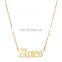 Vintage Gold Silver Stainless Steel 12 Zodiac Sign English Letter Necklace For Women Birthday Jewelry Gift