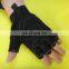 Black Half Finger Synthetic Leather Palm Padded Shock Absorbing Mountain Bike Gloves