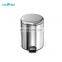 Durable Stainless Steel Armor Style Flat Foot Pedal Trash Can Metal Trash Bin with Bowl Soft Close Lid Fingerprint-proof
