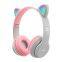 Foldable Cute Cat Ear Headphones Party Fashion BT Wireless Blue Tooth Headset Led Color RGB Light Tws Wireless Headphone