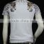 fancy design white color leopard printing V-neck man polo t-shirt