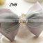 Chiffon ribbons rhinestone hair bows wholesale for girls